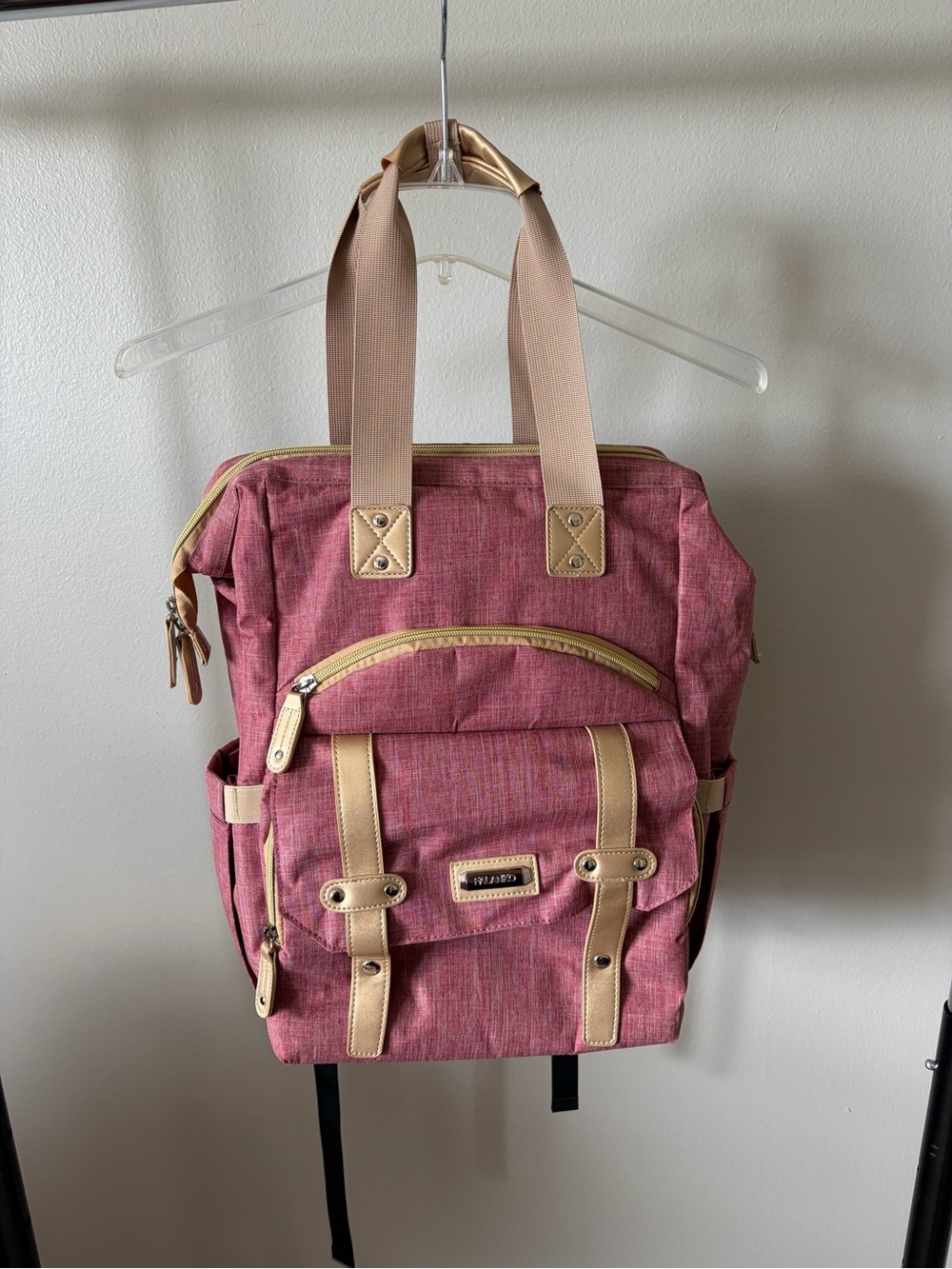 Falanko Pink Canvas Tote with Tan Trim